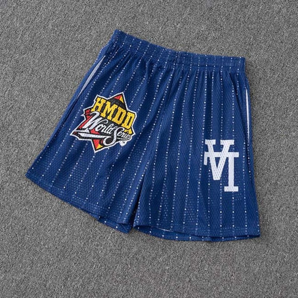 Inaka Power HMDD LA Print Elastic Waist Shorts in Blue